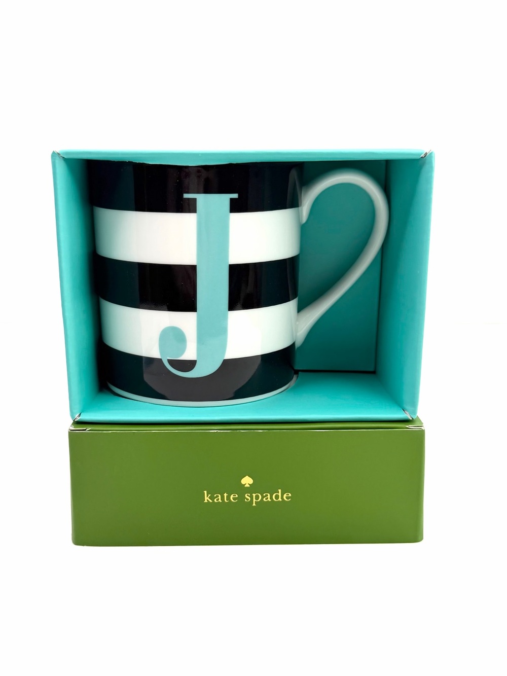 kate spade x Lenox Black & White Stripe J Monogram Mug